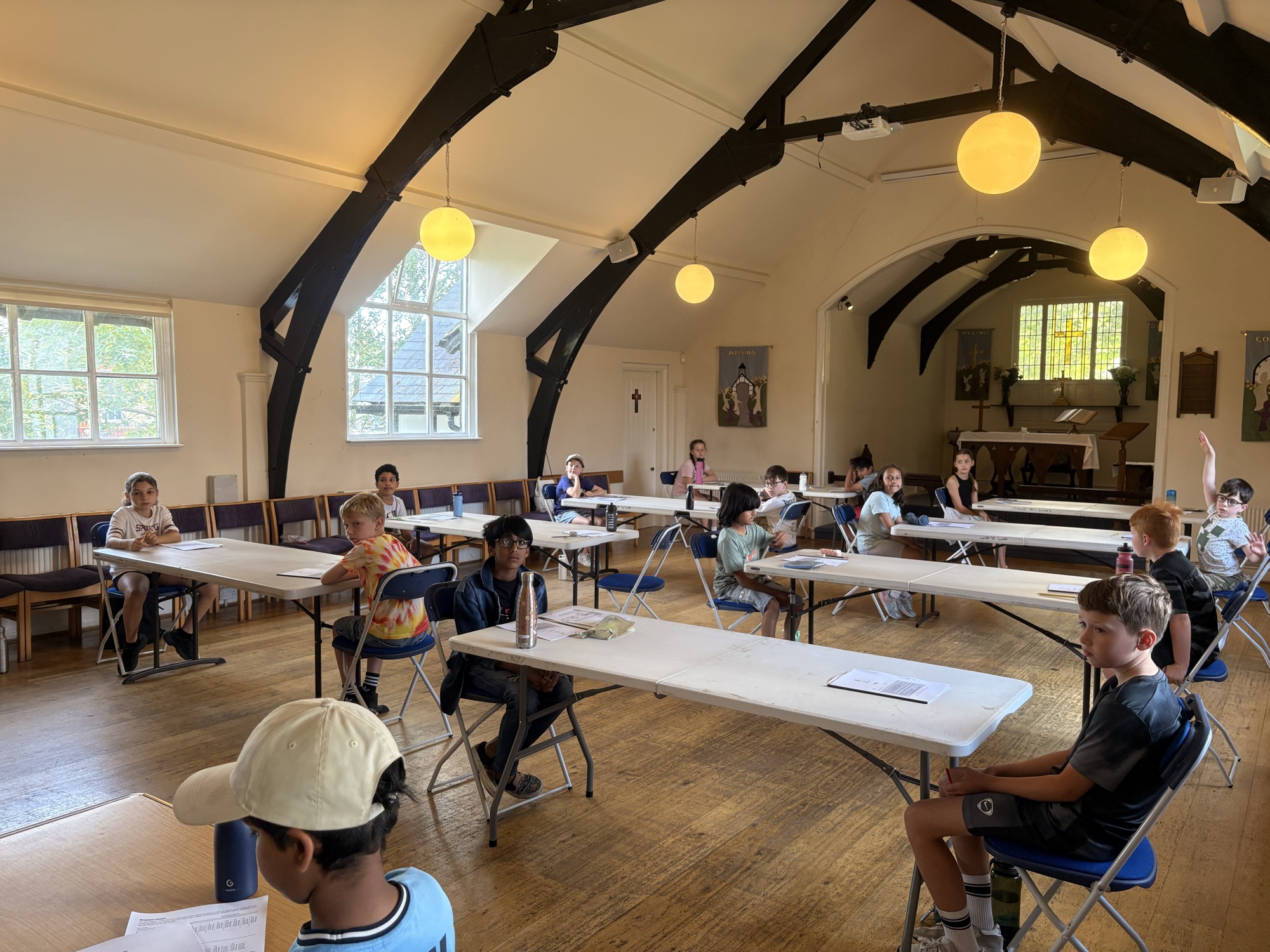 A moment from the Trafford 11+ mock at St Luke’s Church Hall, Bowdon Vale
